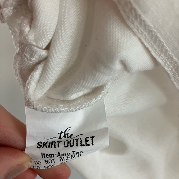 The Skirt Outlet Lace Bodice Ragland Sleeve White Blouse - Picture 6 of 8